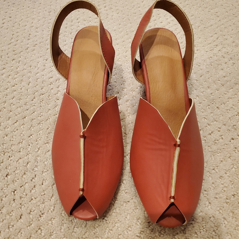 NWOT - European-made Cognac Heels